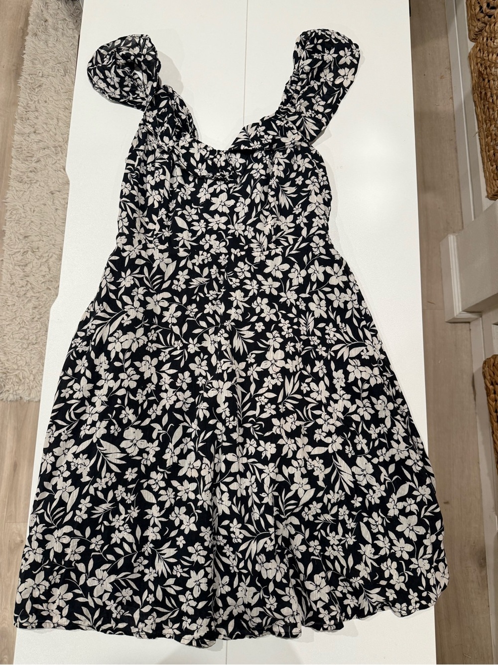 Old Navy Black and White Floral Midi Dress